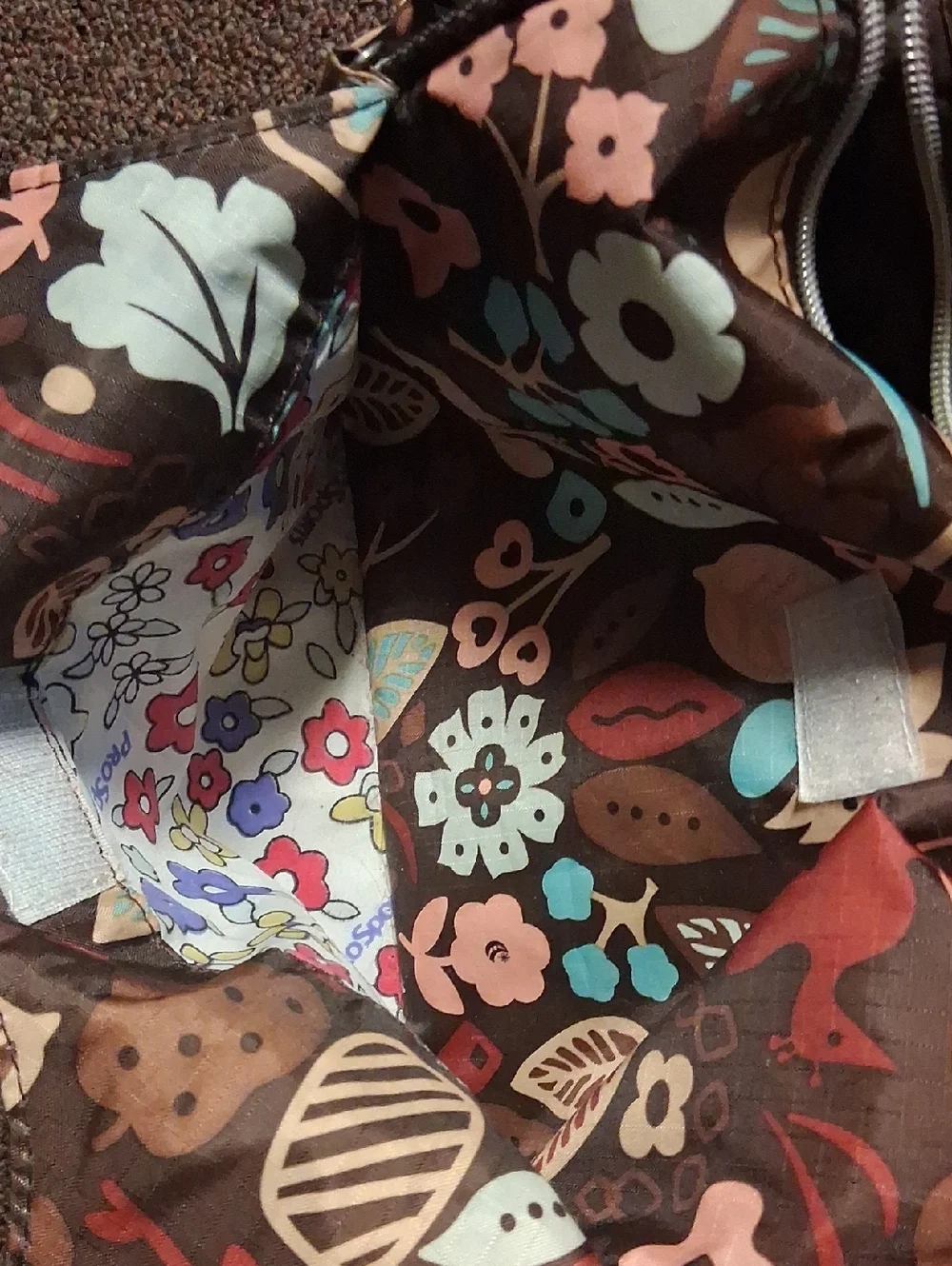 LeSportsac Brown Multicolored Floral Purse W/ Crossbody Strap